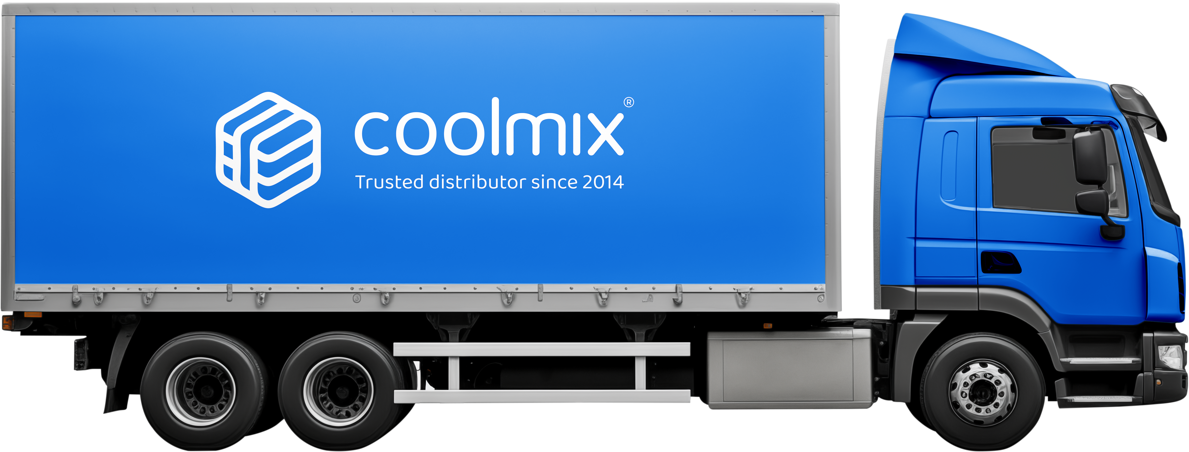 Blue Coolmix delivery truck